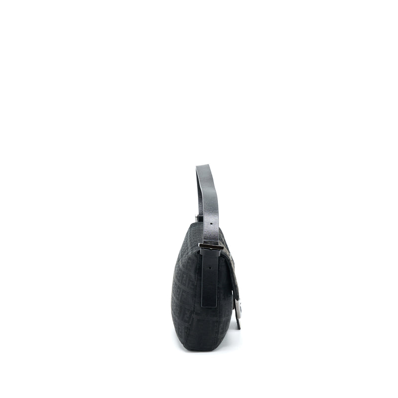 Fendi Zucca Baguette Canvas Black With Silver Hardware