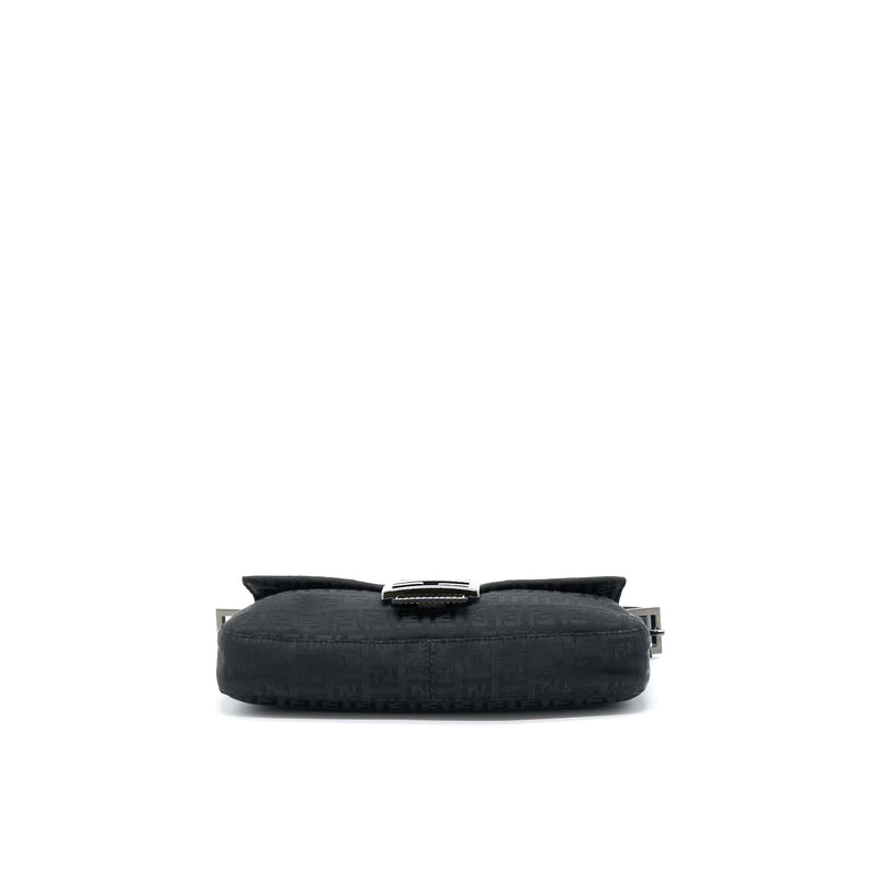 Fendi Zucca Baguette Canvas Black With Silver Hardware