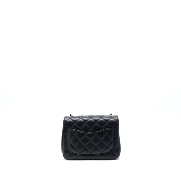 Chanel 23C Pearl Crush Mini Square Flap Bag Lambskin Black LGHW (Microchip)