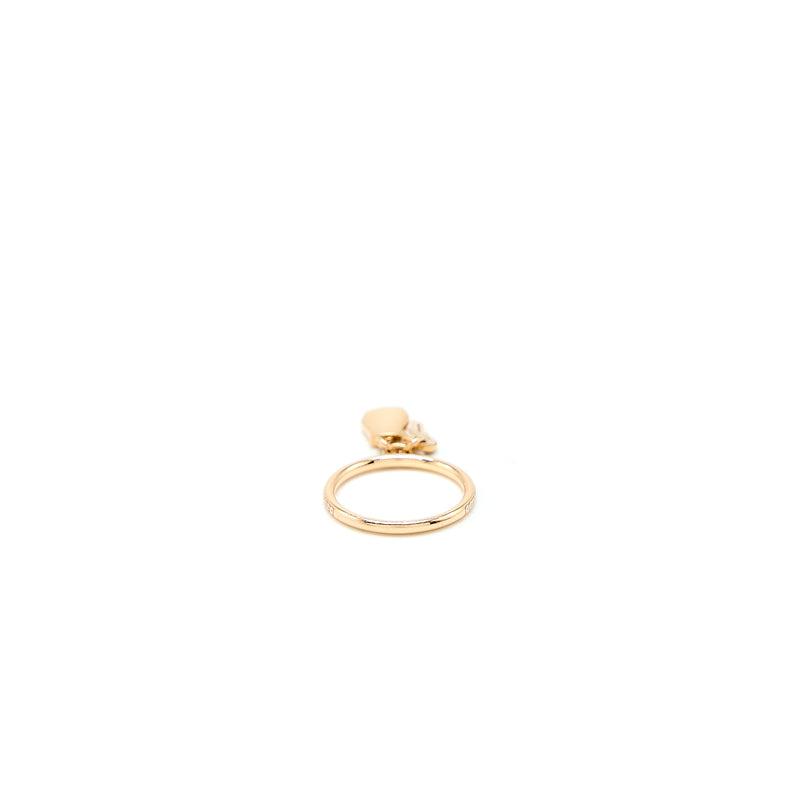 Hermes Size 50 Kelly Clochette Ring, Small Model Rose Gold With Diamonds