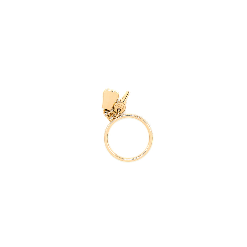 Hermes Size 50 Kelly Clochette Ring, Small Model Rose Gold With Diamonds