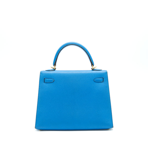 Hermes Kelly 25 Blue Zanzibar GHW Stamp A