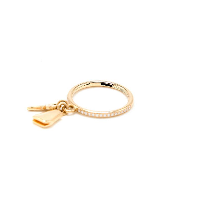 Hermes Size 50 Kelly Clochette Ring, Small Model Rose Gold With Diamonds