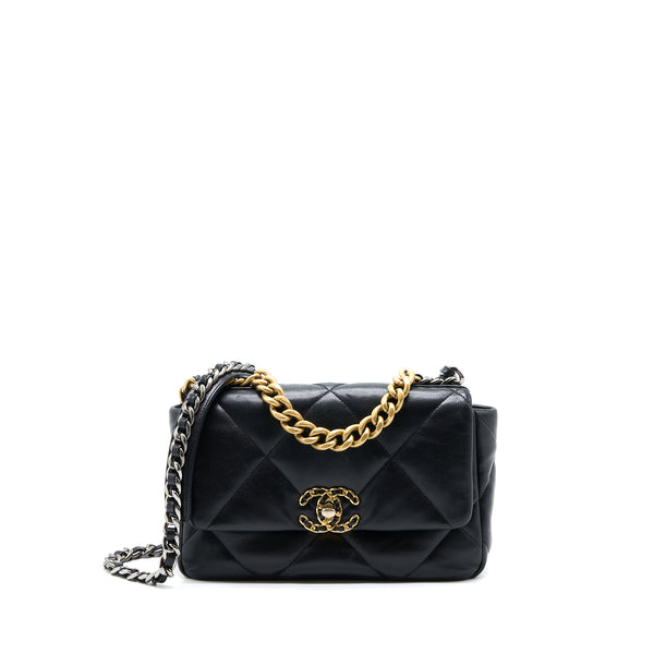 Chanel Small 19 Bag Lambskin Black Multicolour Hardware