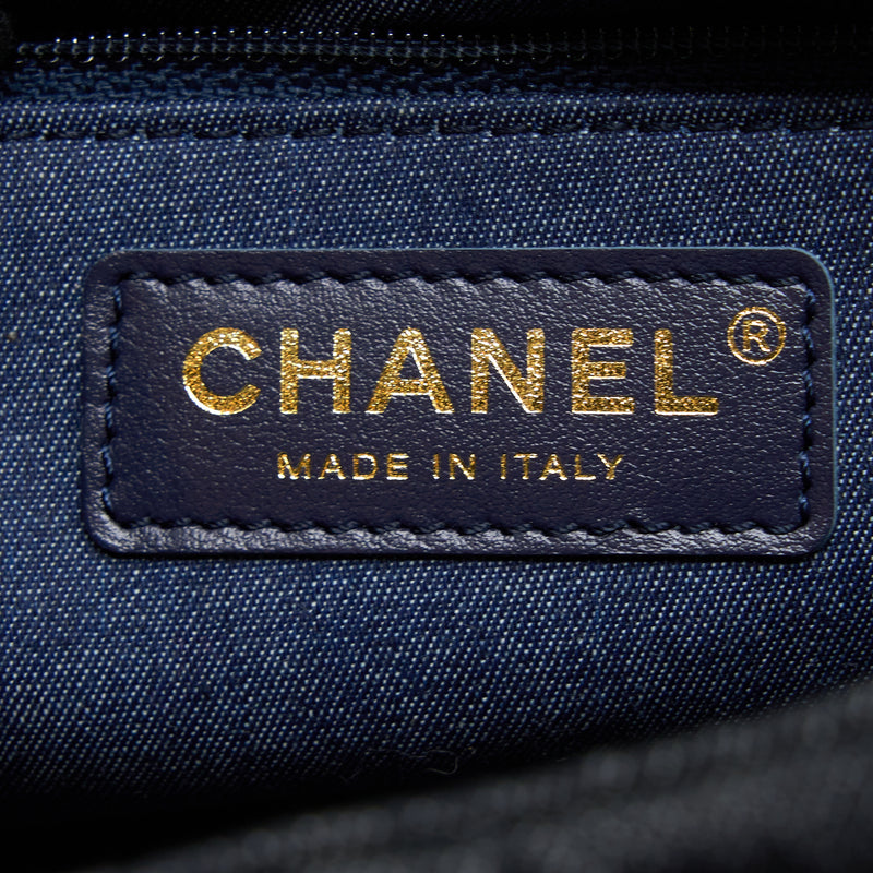 Chanel Chunky Chain Flap Bag Denim Black Brushed GHW (Microchip)