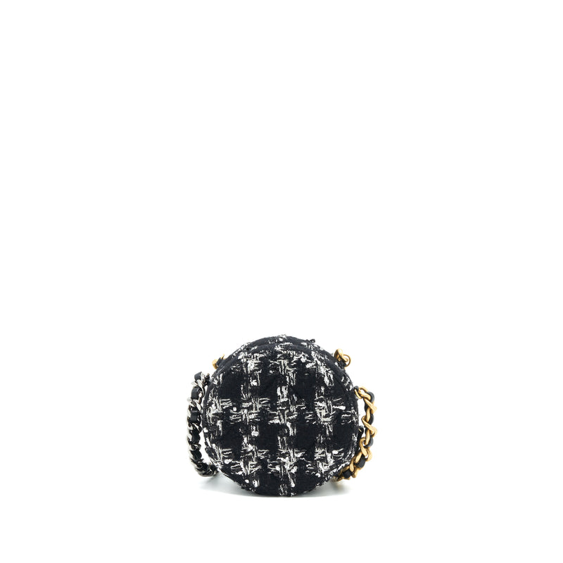 Chanel Tweed 19 Round Clutch With Chain