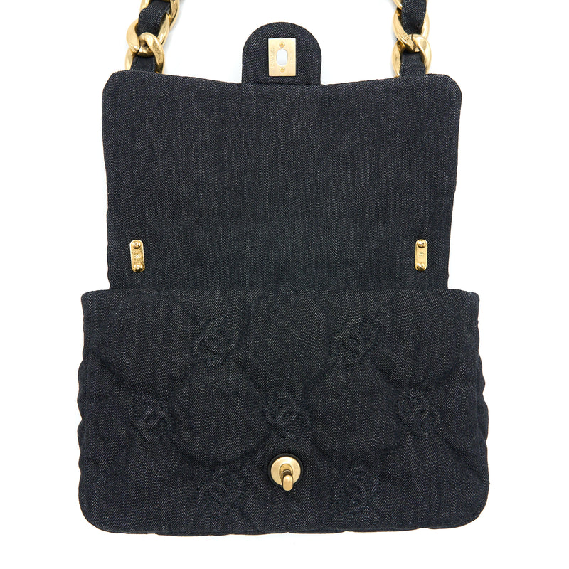Chanel Chunky Chain Flap Bag Denim Black Brushed GHW (Microchip)