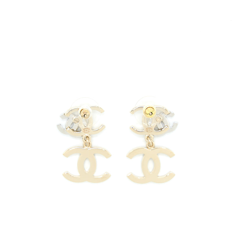Chanel Multi CC Drop Earrings With Crystal And Pearl