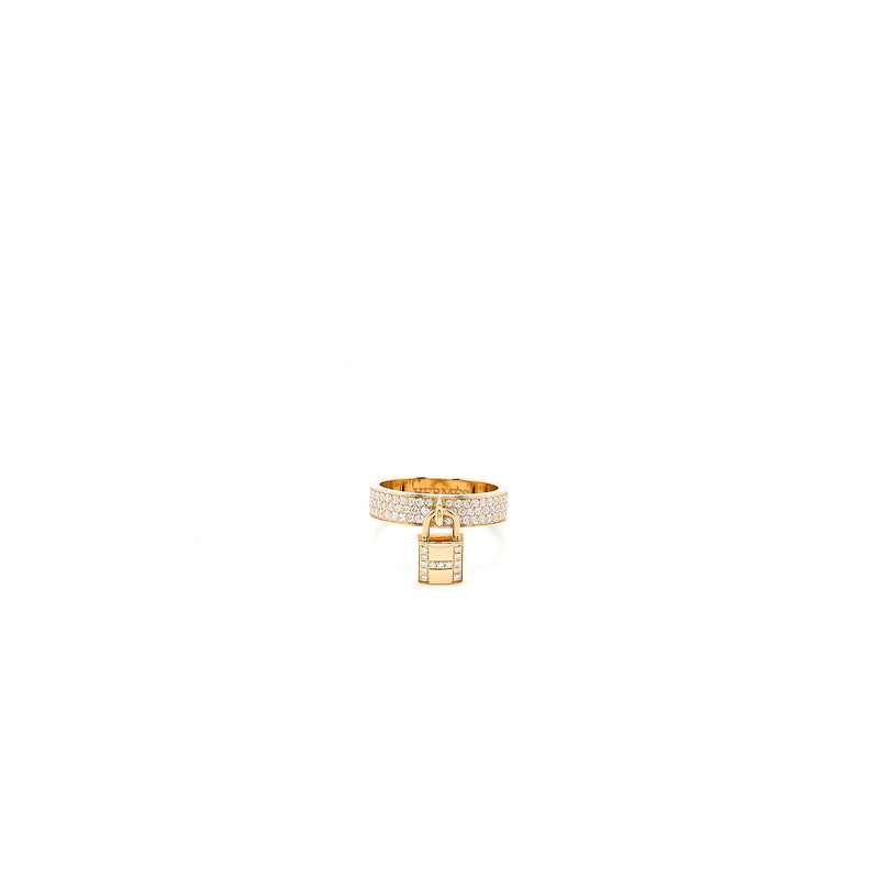 Hermes Size 50 Kelly Clochette Ring, Medium Model Rose Gold With Diamonds