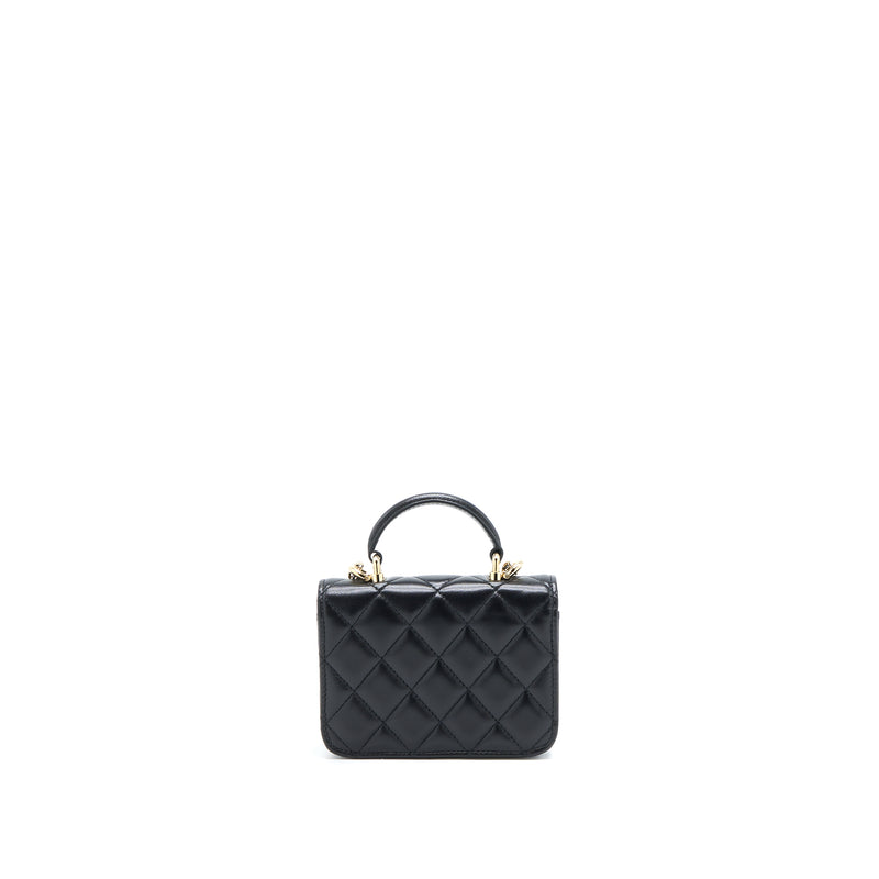 Chanel Mini Top Handle Flap Bag Lambskin Black LGHW