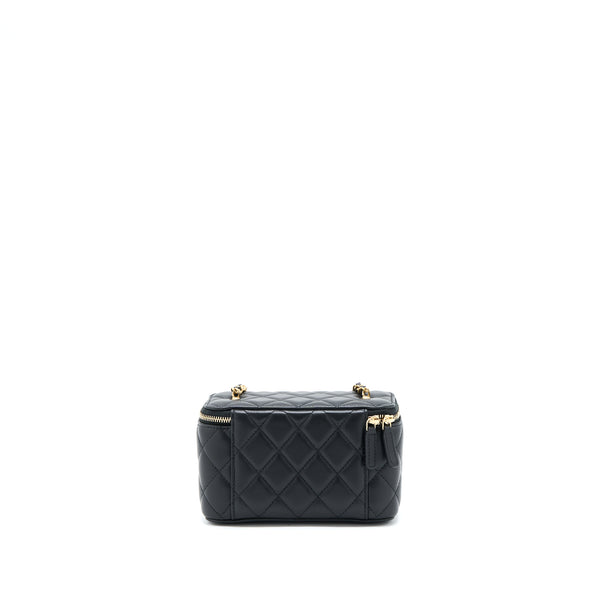 Chanel 22B Pearl Crush Long Vanity with Chain Lambskin Black GHW (Microchip)
