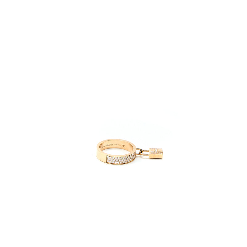 Hermes Size 50 Kelly Clochette Ring, Medium Model Rose Gold With Diamonds