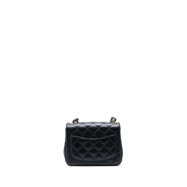 Chanel Classic Mini Square Flap Bag Lambskin Black LGHW (Microchip)
