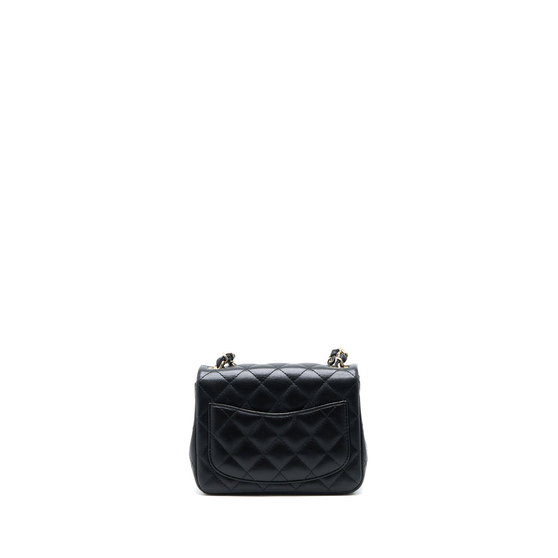 Chanel Classic Mini Square Flap Bag Lambskin Black LGHW (Microchip)