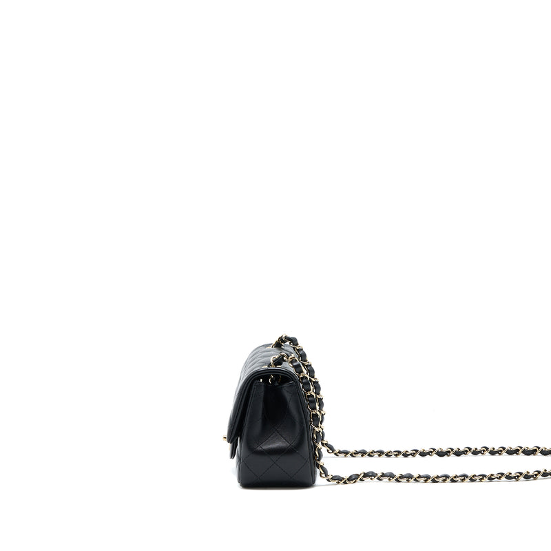 Chanel Classic Mini Square Flap Bag Lambskin Black LGHW (Microchip)