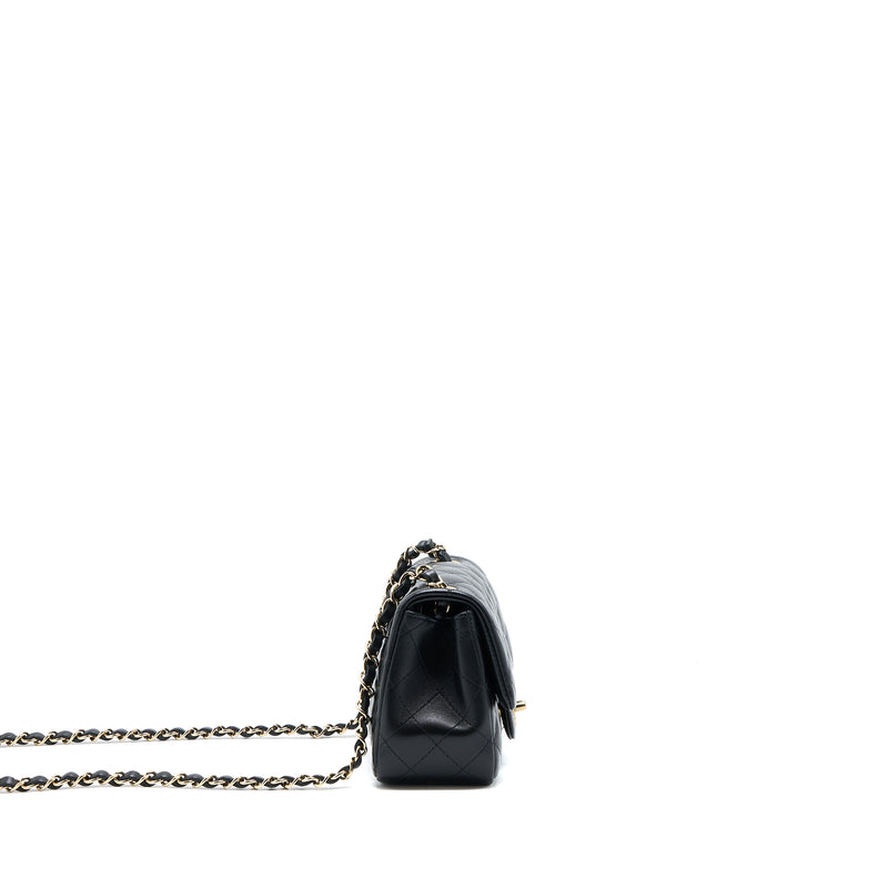 Chanel Classic Mini Square Flap Bag Lambskin Black LGHW (Microchip)