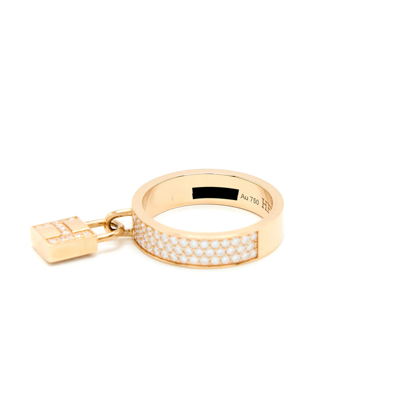 Hermes Size 50 Kelly Clochette Ring, Medium Model Rose Gold With Diamonds