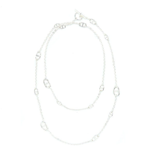 Hermes 120cm Farandole Long Necklace Silver Tone