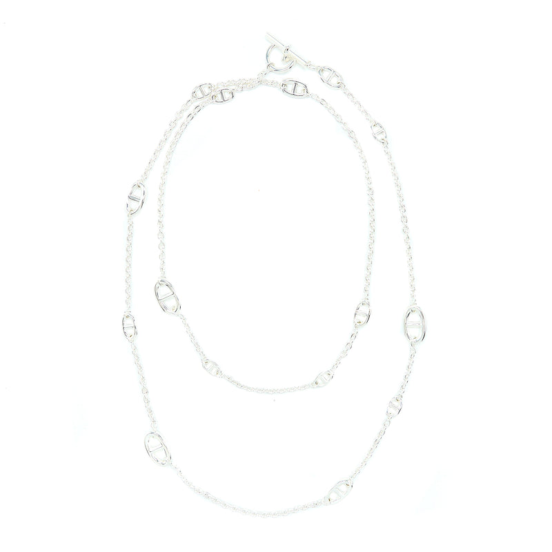 Hermes 120cm Farandole Long Necklace Silver Tone