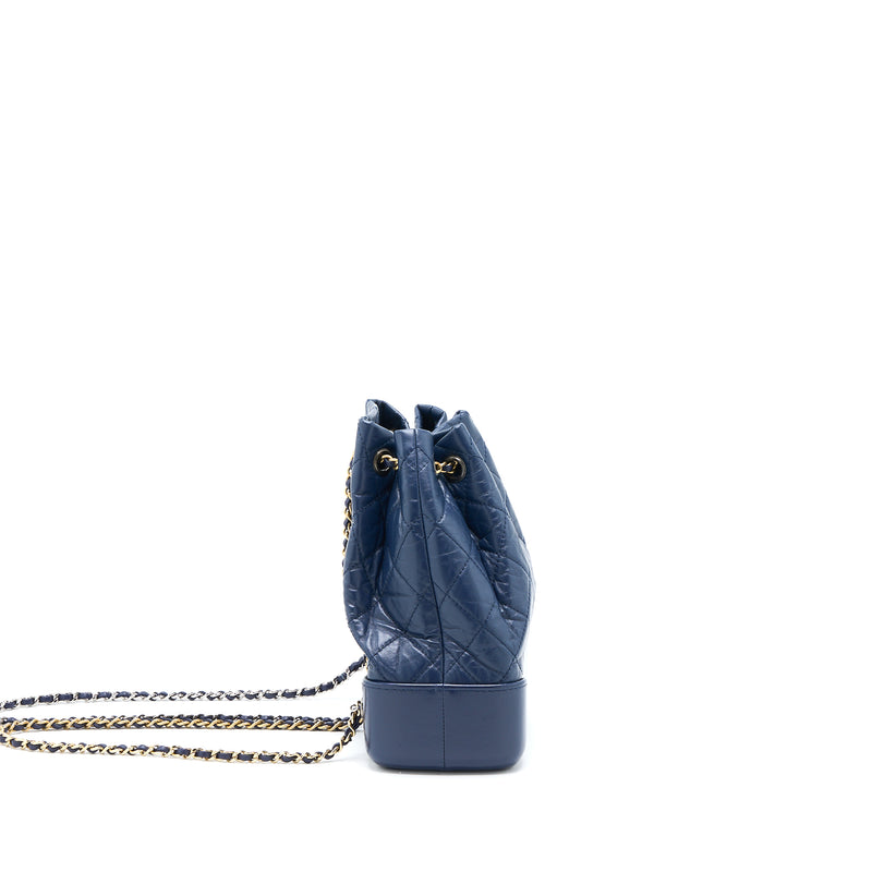 Chanel Small Gabrielle Backpack Calfskin Dark Blue Multicolour Hardwar