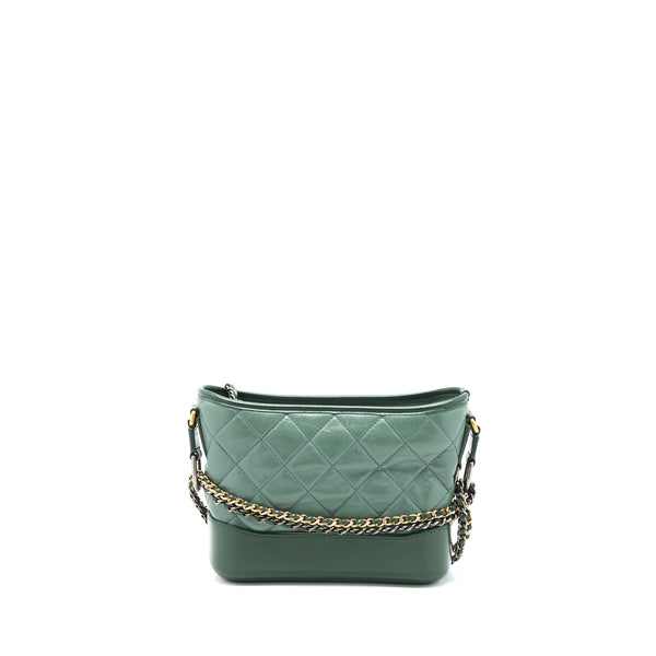 Chanel Small Gabrielle Hobo Bag Aged Calfskin Green Multicolour with Multicolour Hardware