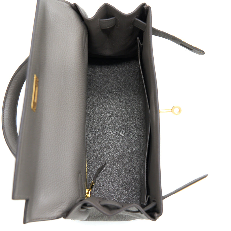 Hermes Kelly 28 Togo 8F Gris Etain GHW Stamp U