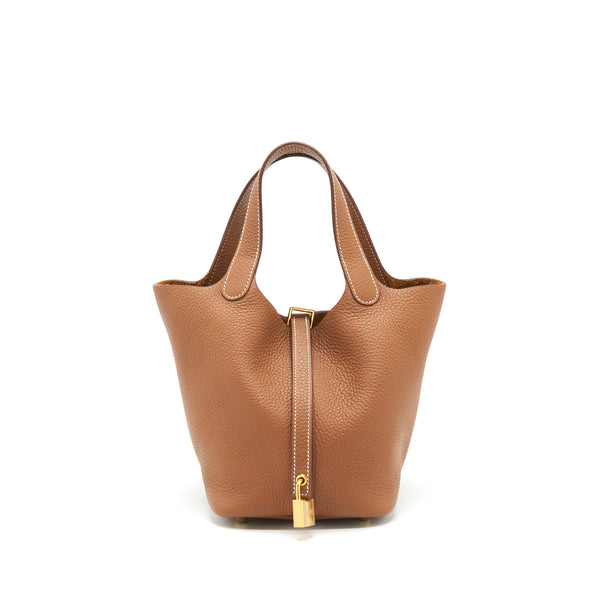 Hermes Picotin 18 Lock Bag Clemence Gold GHW Stamp Z