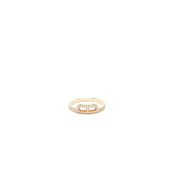 Hermes Size 52 Link D’Hermes Ring With Diamonds Rose Gold
