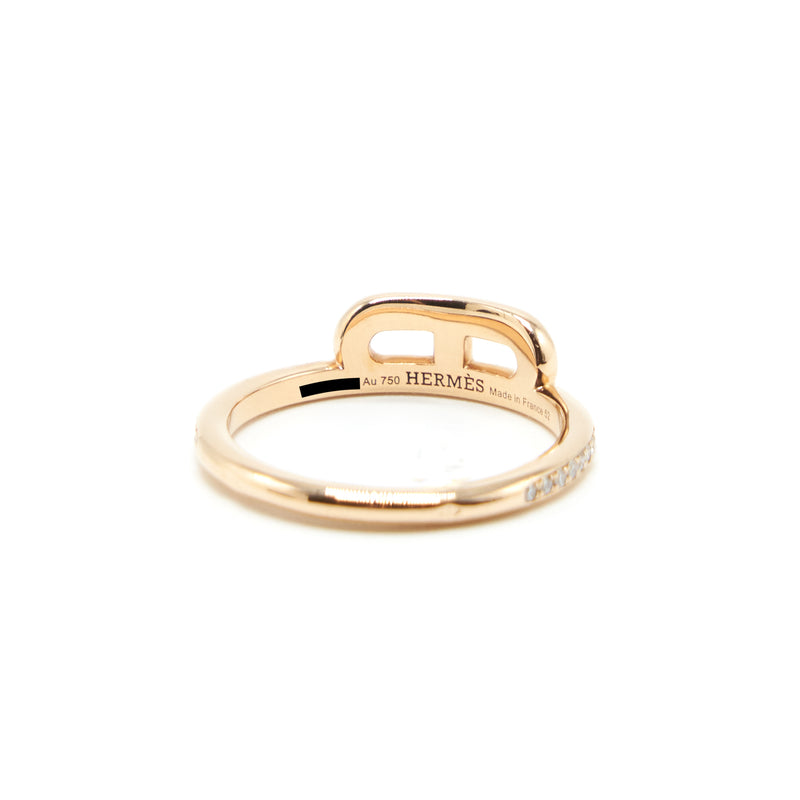 Hermes Size 52 Link D’Hermes Ring With Diamonds Rose Gold