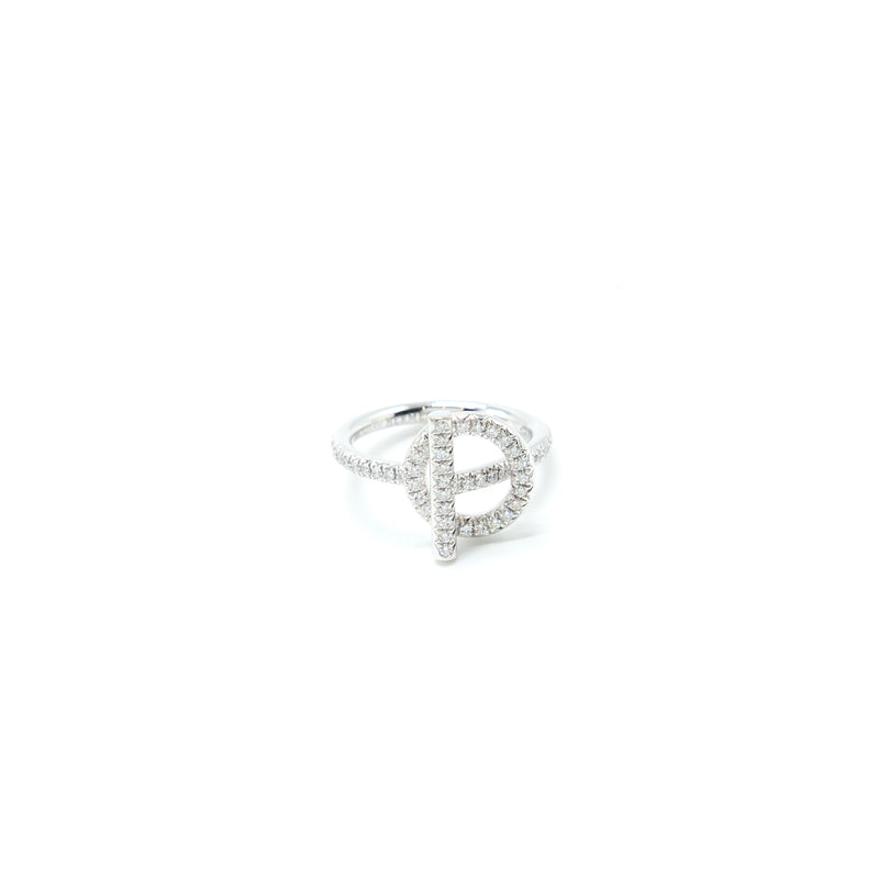 Hermes Size 52 Echappee Ring, Small Model White Gold With Diamonds