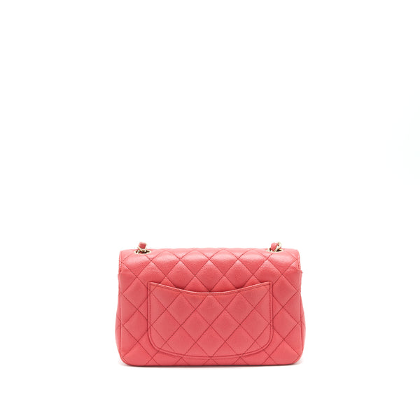 Chanel Mini Rectangular Flap Bag Caviar Coral Pink GHW