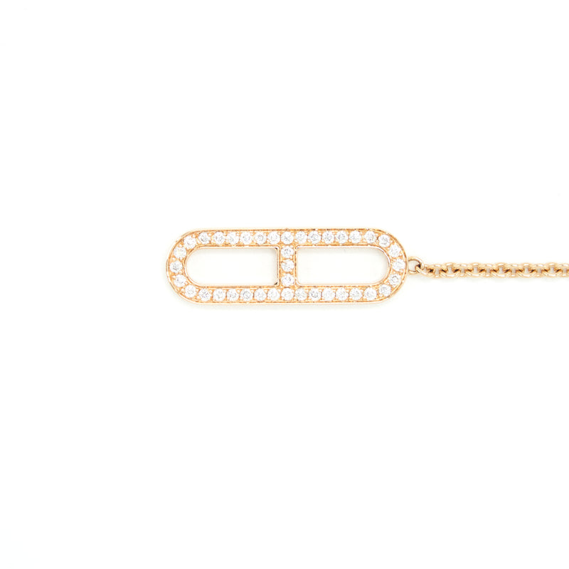 Hermes Size SH Ever Chaine D'ancre Bracelet With diamonds Rose Gold