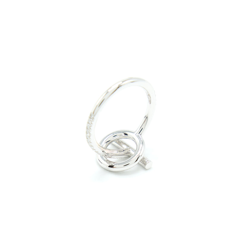 Hermes Size 52 Echappee Ring, Small Model White Gold With Diamonds