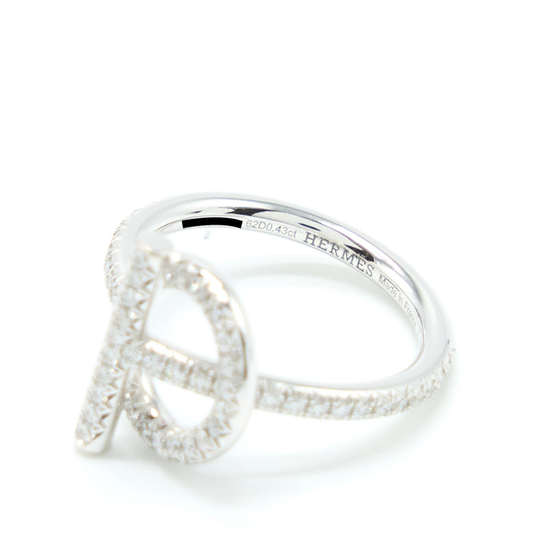 Hermes Size 52 Echappee Ring, Small Model White Gold With Diamonds