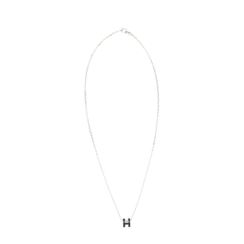 Hermes Mini Pop H Pendant Black SHW