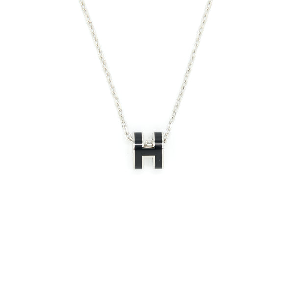 Hermes Mini Pop H Pendant Black SHW