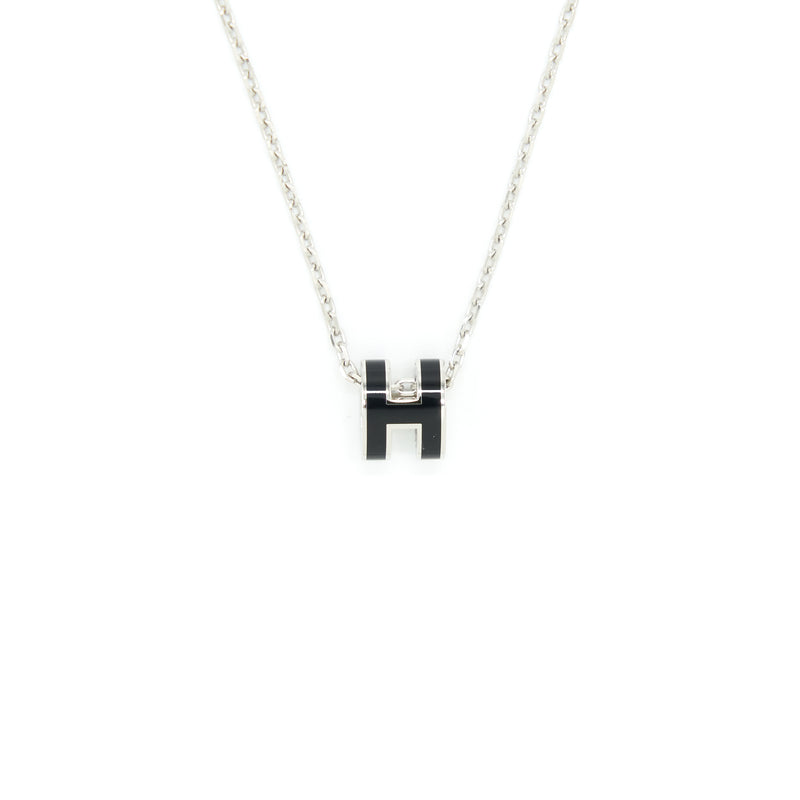 Hermes Mini Pop H Pendant Black SHW