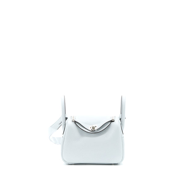 Hermes Mini Lindy Clemence Blue Pale SHW Stamp U