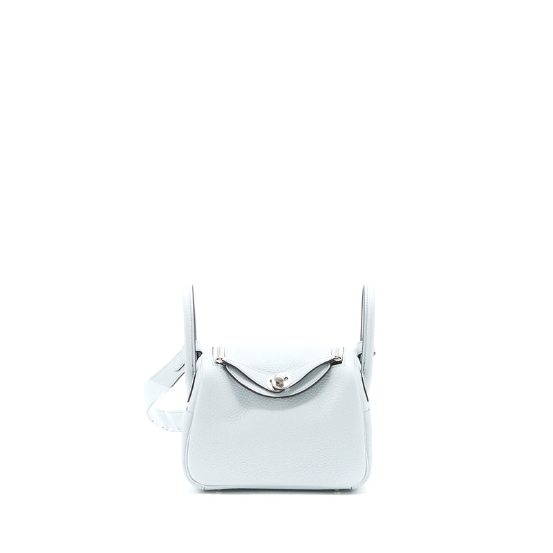 Hermes Mini Lindy Clemence Blue Pale SHW Stamp U