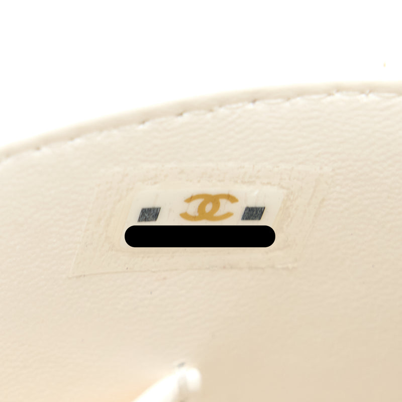 Chanel Top Handle Round Vanity with Chain Lambskin White GHW (Microchip)