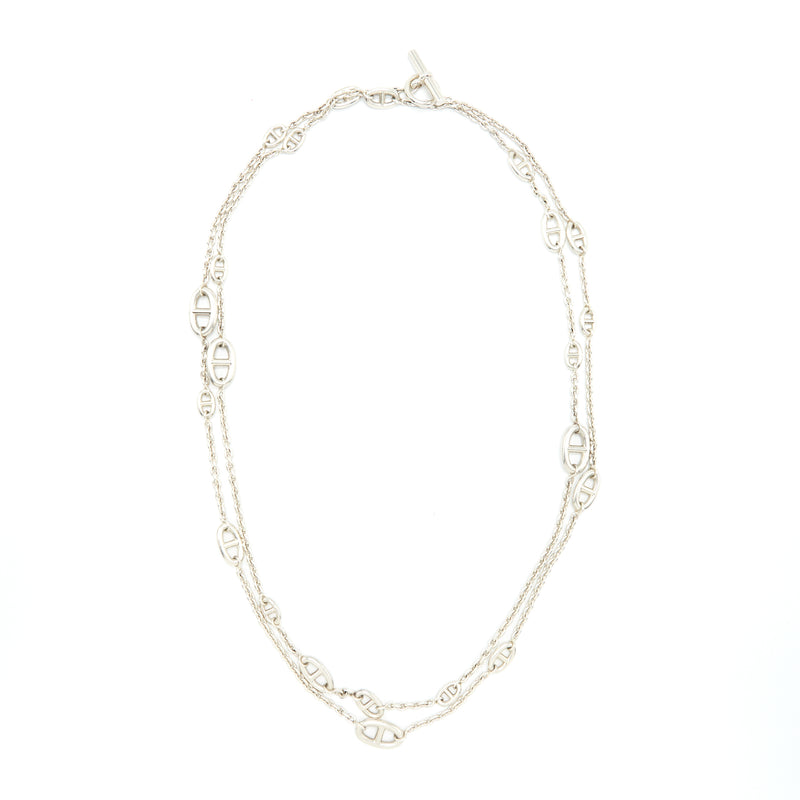 Hermes 160cm Farandole Long Necklace Silver Tone