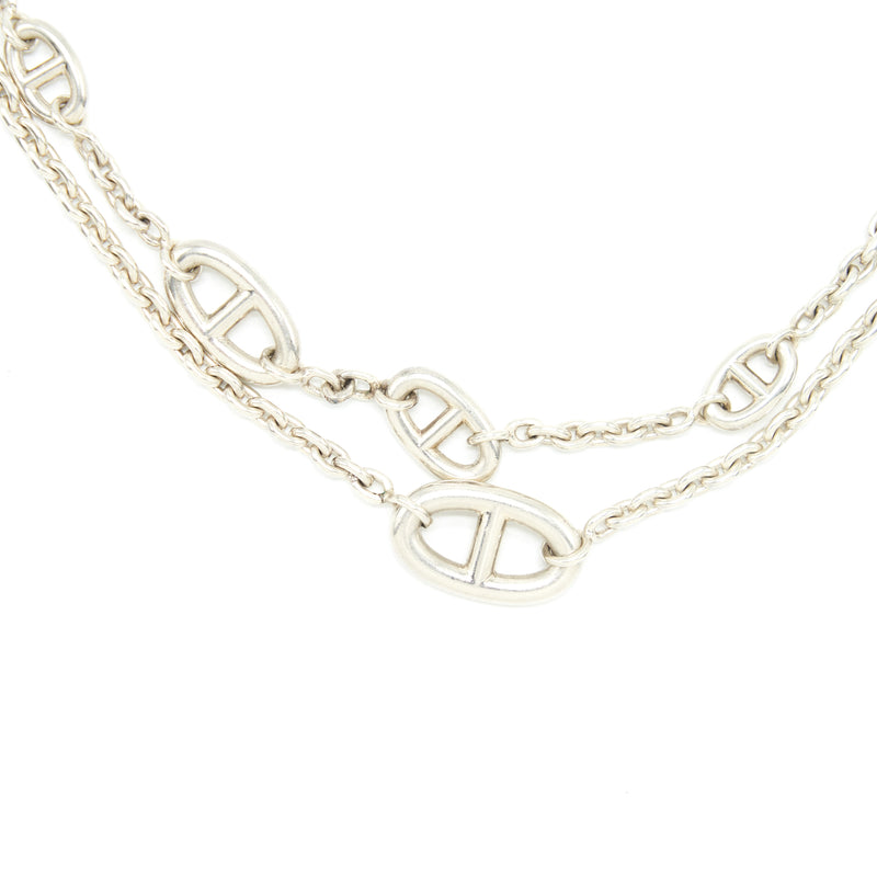 Hermes 160cm Farandole Long Necklace Silver Tone