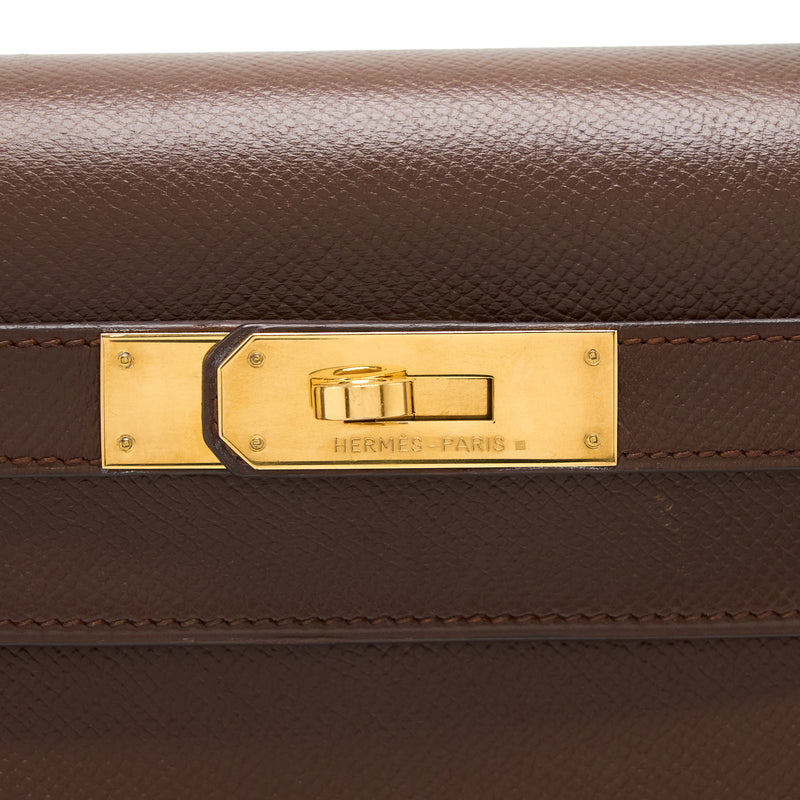 Hermes Vintage Kelly 28 Sellier Epsom Brown GHW Stamp Square T
