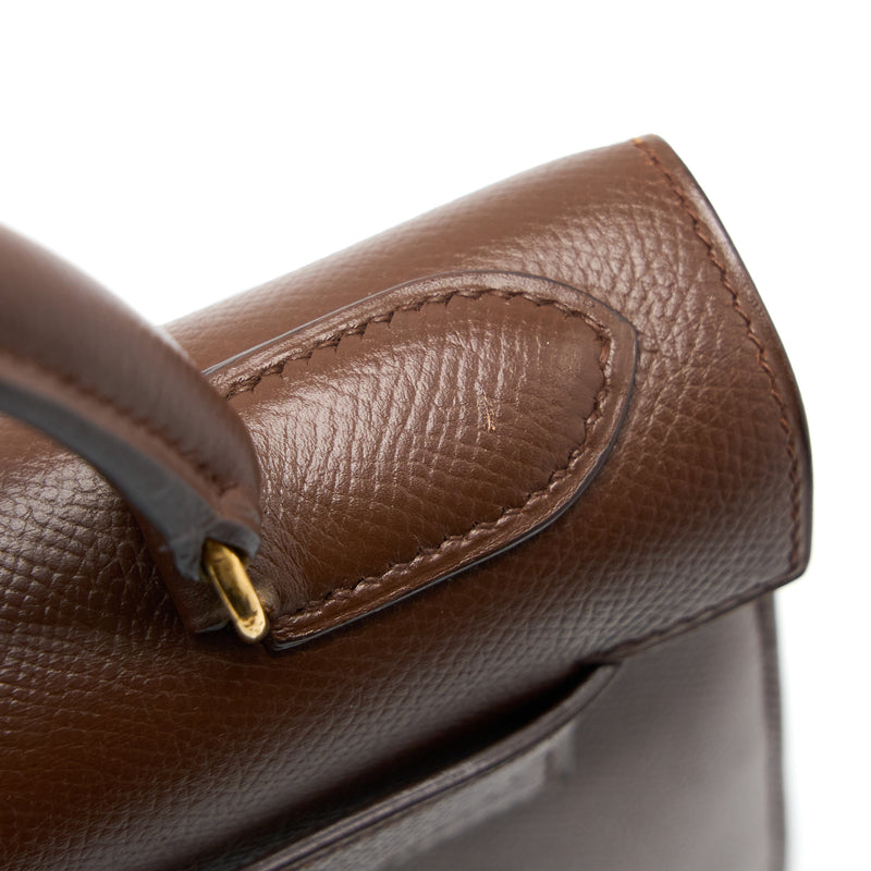 Hermes Vintage Kelly 28 Sellier Epsom Brown GHW Stamp Square T