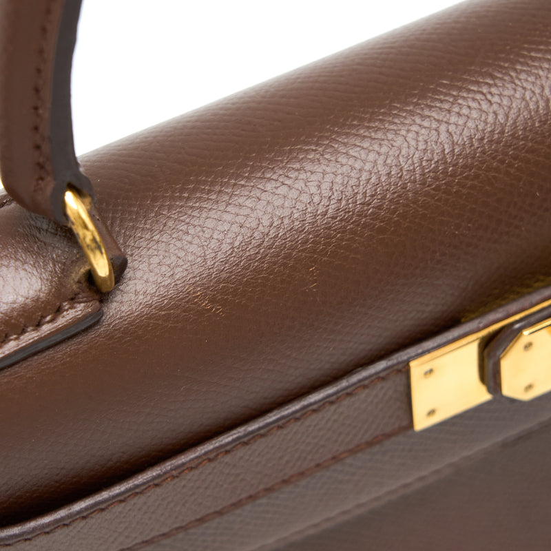 Hermes Vintage Kelly 28 Sellier Epsom Brown GHW Stamp Square T
