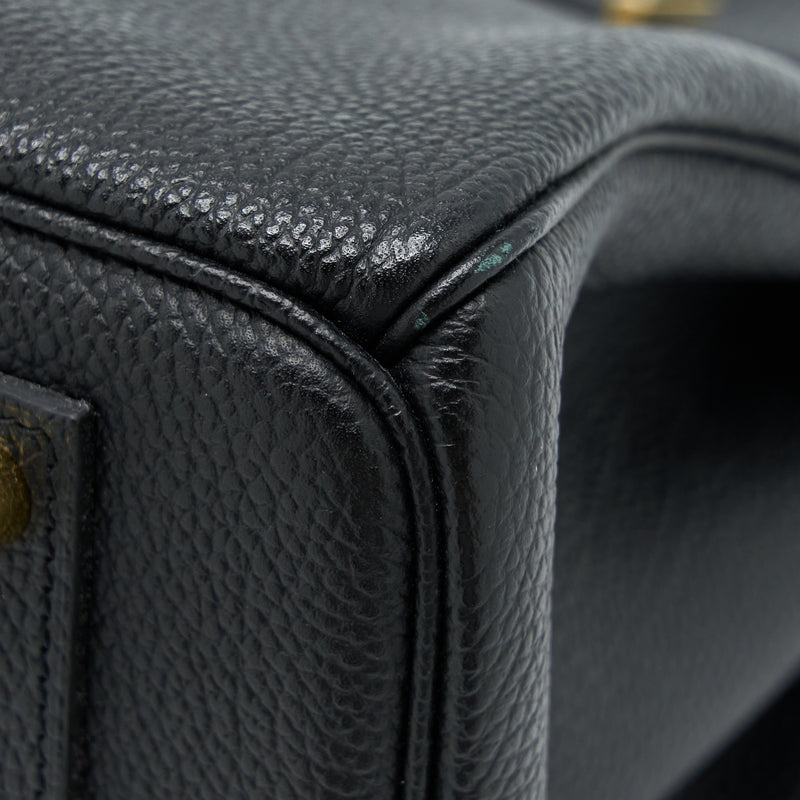Hermes Birkin 35 Fjord Black GHW Stamp Square Q