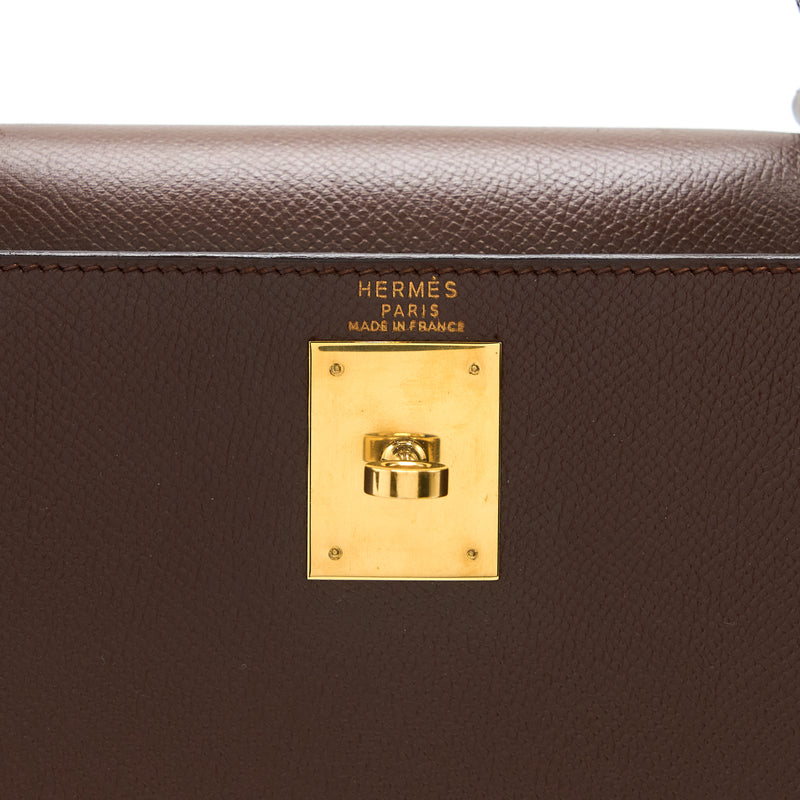 Hermes Vintage Kelly 28 Sellier Epsom Brown GHW Stamp Square T