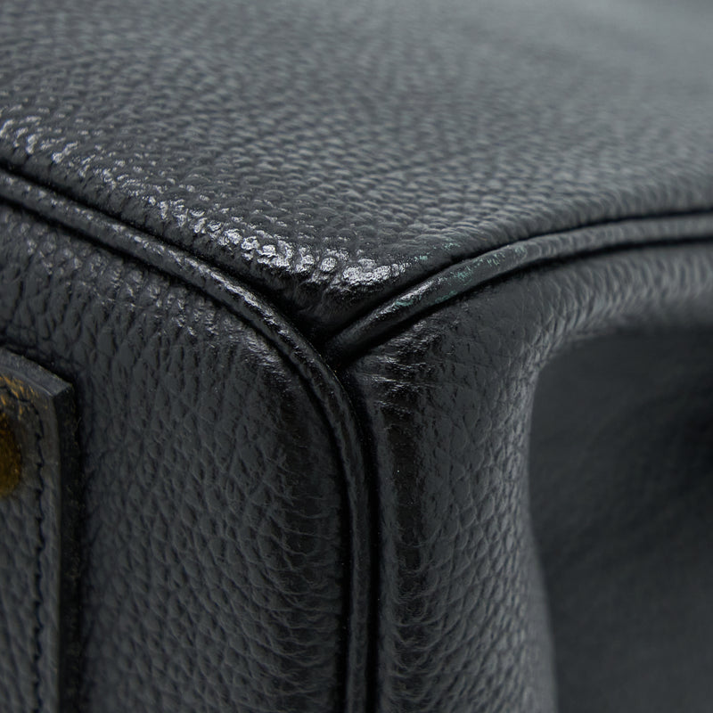 Hermes Birkin 35 Fjord Black GHW Stamp Square Q