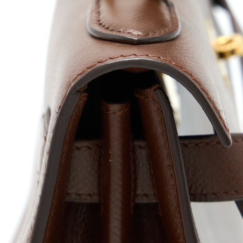 Hermes Vintage Kelly 28 Sellier Epsom Brown GHW Stamp Square T