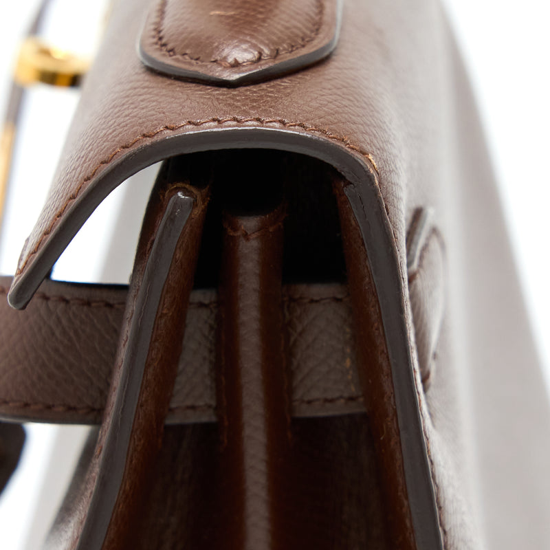 Hermes Vintage Kelly 28 Sellier Epsom Brown GHW Stamp Square T